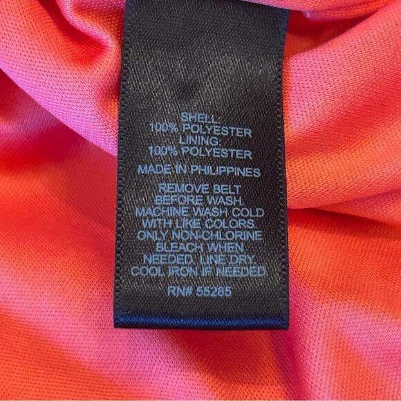 Express "The Portofino Shirt Dress" in Coral Midi Medium Lightweight Fall Casual - Picture 4 of 7